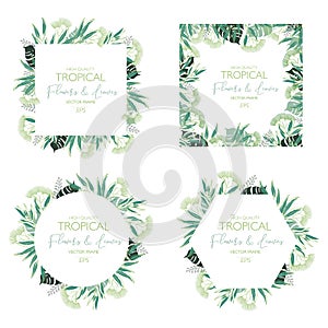 Wedding invite, invitation menu rsvp thank you card vector floral greenery design